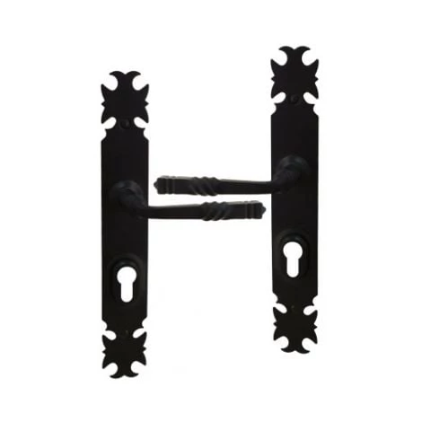 OUVRE&DECO Poignée De Porte D'entrée Rustique En Style Fer Noir Sur Plaque Clé I Entraxe Réhausse 1 Côté 195 Mm, LORRAINE 3 OUVRE&DECO Poignée De Porte D'entrée Rustique En Style Fer Noir Sur Plaque Clé I Entraxe Réhausse 1 Côté 195 Mm, LORRAINE