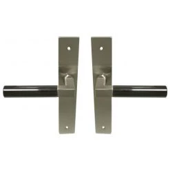 OUVRE&DECO Poignée De Porte Intérieure En Laiton Nickel Mat Et Béquille Canon De Fusil Sur Plaque BdC Entraxe 195 Mm, ALASKA