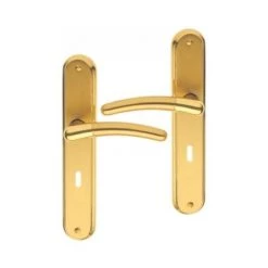 OUVRE&DECO Poignée De Porte Intérieure Design En Laiton Poli / Satiné Sur Plaque Clé L Entraxe 195 Mm, BABETTE