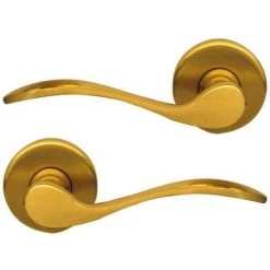 OUVRE&DECO Poignée De Porte Intérieure Design En Laiton Poli Satiné Sur Rosace Ronde BdC, ANNA