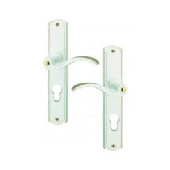 OUVRE&DECO Poignée De Porte Intérieure Design En Laiton Blanc Et Poli Sur Plaque Clé I Entraxe 195 Mm, EVITA