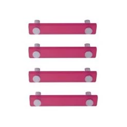 OUVRE&DECO Lot De 4 Poignées De Porte Ou Tiroir De Meuble Design En Acrylique Translucide Rose Fuschia Entraxe 96 Mm, SQUARE Poignée
