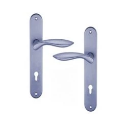 OUVRE&DECO Poignées De Porte D'entrée En Aluminium Anodisé Inox Mat Velouté Sur Plaque Clé I Entraxe 195 Mm, DETROIT