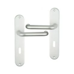 OUVRE&DECO Poignée De Porte Intérieure Design En Aluminium Anodisé Argent F1 Sur Plaque Clé L Entraxe 195 Mm, HAARLEM