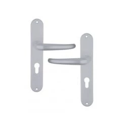 OUVRE&DECO Poignée De Porte Intérieure Design En Aluminium Anodisé Argent F1 Sur Plaque Clé I Entraxe 195 Mm, SEATTLE