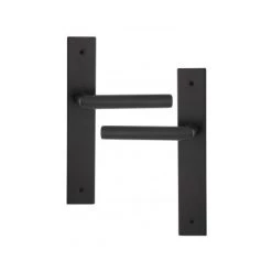 OUVRE&DECO Poignée De Porte Intérieure En Métal Noir Sur Plaque BdC Entraxe 195 Mm, BRUNELLA