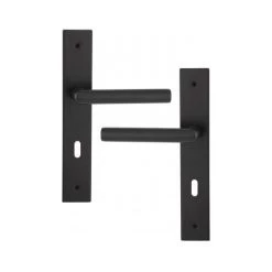 OUVRE&DECO Poignée De Porte Intérieure En Métal Noir Sur Plaque Clé L Entraxe 195 Mm, BRUNELLA