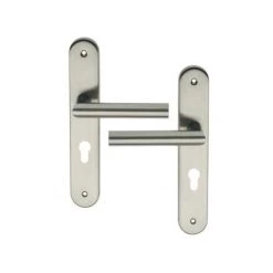 OUVRE&DECO Poignée De Porte D'entrée Design En Alu Finition Inox, Sur Plaque Clé I Entraxe 195 Mm, DEDALE