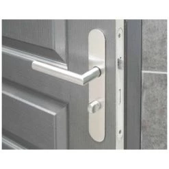 OUVRE&DECO Poignée De Porte VELOX FIX En Inox Sur Plaque Ronde Condamnation/Décondamnation, Entraxe 195 Mm, ALBA