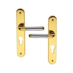 OUVRE&DECO Poignée De Porte Intérieure En Laiton Poli/chromé Sur Plaque Trou De Cylindre Entraxe 195 Mm, BARBARA