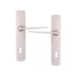 OUVRE&DECO Poignées De Porte Intérieure En Zamak Laqué Blanc Sur Plaque Clé L Entraxe 165 Mm, LAQUÉ