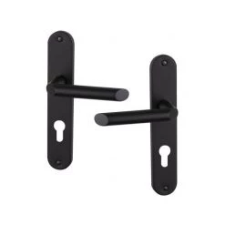 OUVRE&DECO Poignée De Porte D'entrée En Zamak Noir Mat Sur Plaque Clé I Entraxe 195 Mm, STAR