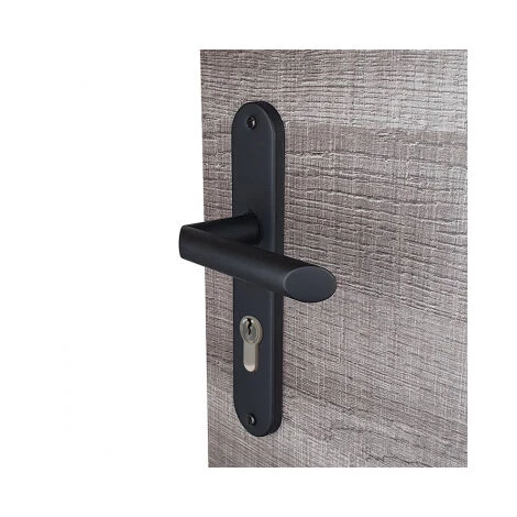 OUVRE&DECO Poignée De Porte D'entrée En Zamak Noir Mat Sur Plaque Clé I Entraxe 195 Mm, STAR 4 OUVRE&DECO Poignée De Porte D'entrée En Zamak Noir Mat Sur Plaque Clé I Entraxe 195 Mm, STAR – Image 2