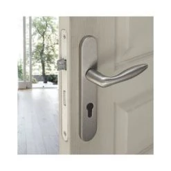 OUVRE&DECO Poignée De Porte VELOX FIX En Inox Sur Plaque Ronde à Jupe Clé I Entraxe 195 Mm, ARENA