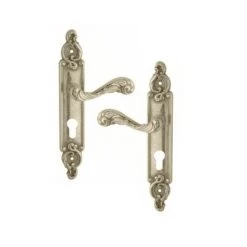 OUVRE&DECO Poignée De Porte SULLY En Laiton Finition Nickel Mat, Sur Plaque CYL