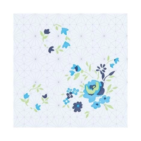 OUVRE&DECO Dalle De Sol à Coller Décoration BLUE ROSE 2 OUVRE&DECO Dalle De Sol à Coller Décoration BLUE ROSE