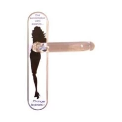 OUVRE&DECO 1/2 Poignée De Porte Intérieure RÉVERSIBLE Design En Acrylique Translucide Avec Décor Interchangeable Sur Plaque BdC Entraxe 195 Mm Et 165 Mm, CAMELEON