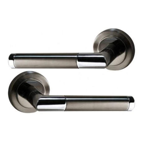 OUVRE&DECO Poignée De Porte Design En Laiton Chromé Nickel Satiné Sur Rosace Ronde BdC, ROYAL 3 OUVRE&DECO Poignée De Porte Design En Laiton Chromé Nickel Satiné Sur Rosace Ronde BdC, ROYAL