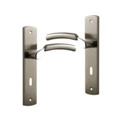 OUVRE&DECO Poignée De Porte Intérieure Design En Laiton Nickel Satiné Sur Plaque Clé L Entraxe 195 Mm, LUXOR