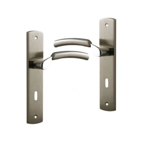 OUVRE&DECO Poignée De Porte Intérieure Design En Laiton Nickel Satiné Sur Plaque Clé L Entraxe 195 Mm, LUXOR 3 OUVRE&DECO Poignée De Porte Intérieure Design En Laiton Nickel Satiné Sur Plaque Clé L Entraxe 195 Mm, LUXOR