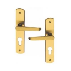 OUVRE&DECO Poignée De Porte D'entrée Design En Laiton Poli Satiné Sur Plaque Clé I Entraxe 165 Mm, VICTORIA