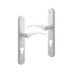 OUVRE&DECO Poignée De Porte D'entrée En Aluminium Laqué Blanc Sur Plaque Clé I Entraxe 195 Mm, EVA Alu