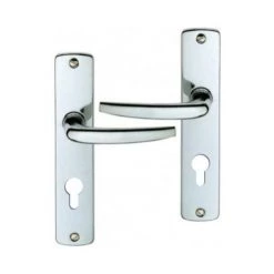 OUVRE&DECO Poignée De Porte D'entrée En Zamak Chromé Brillant Sur Plaque Clé I Entraxe 165 Mm, CHROME 165