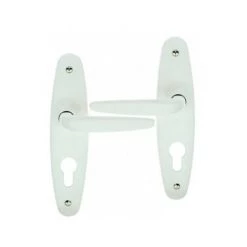 OUVRE&DECO Poignées De Porte D'entrée En Zamak Blanc Sur Plaque Clé I Entraxe 165 Mm, ODYSSÉE