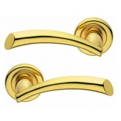 OUVRE&DECO Poignée De Porte En Laiton Poli Brillant Sur Rosace Ronde BdC, TAMARA