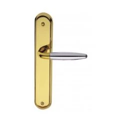 OUVRE&DECO Poignée De Porte Intérieure Design En Laiton Poli Et Chromé Brillant Sur Plaque BdC Entraxe 195 Mm, ROBIN