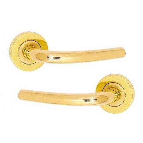 OUVRE&DECO Poignée De Porte D'entrée Design En Laiton Poli Sur Rosace Ronde Clé I, VEGA 3 OUVRE&DECO Poignée De Porte D'entrée Design En Laiton Poli Sur Rosace Ronde Clé I, VEGA