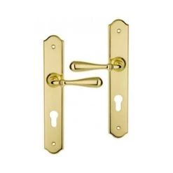 OUVRE&DECO Poignée De Porte D'entrée En Laiton Poli Sur Plaque Clé I Entraxe 195 Mm, DURANCE