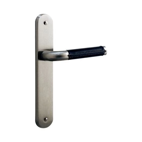 OUVRE&DECO 1/2 Poignée De Porte Intérieure Réversible Design En Métal Chromé Mat Et Cuir Noir Sur Plaque BdC Entraxe 195 Mm, ROMEO 3 OUVRE&DECO 1/2 Poignée De Porte Intérieure Réversible Design En Métal Chromé Mat Et Cuir Noir Sur Plaque BdC Entraxe 195 Mm, ROMEO