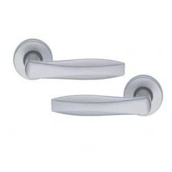 OUVRE&DECO Poignée De Porte Intérieure Design En Aluminium Anodisé Argent F1 Sur Rosace Ronde BdC, TRIO