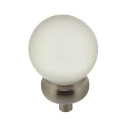 OUVRE&DECO Bouton De Porte Et Tiroir De Meuble En Nickel Ø27 GLOBO Cristal Blanc