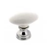 OUVRE&DECO Bouton De Porte Et Tiroir De Meuble En Porcelaine Blanche Et Zamak Chromé Brillant 39X22mm, SOLITAIRE -OUVRE Soldes 61826 1