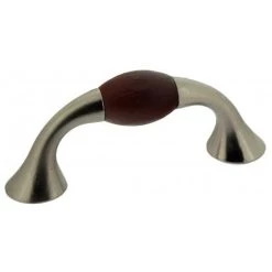 OUVRE&DECO Poignée De Porte Ou Tiroir De Meuble Zamak Nickel Bois Foncé Entraxe 96mm, CLUB