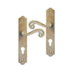 OUVRE&DECO Poignée De Porte Intérieure En Style Fer Forgé Blanc Patiné Doré Sur Plaque Clé I Entraxe 195 Mm, SOLOGNE