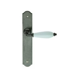 OUVRE&DECO Poignée De Porte Intérieure Rustique En Style Fer Forgé Patiné Et Porcelaine Beige Sur Plaque BdC Entraxe 195 Mm, RUSTICA -OUVRE Soldes 62297 3