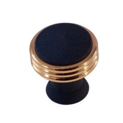 OUVRE&DECO Bouton De Porte Et Tiroir De Meuble En Laiton Poli Et Noir Ø 28 Mm, BAGUE